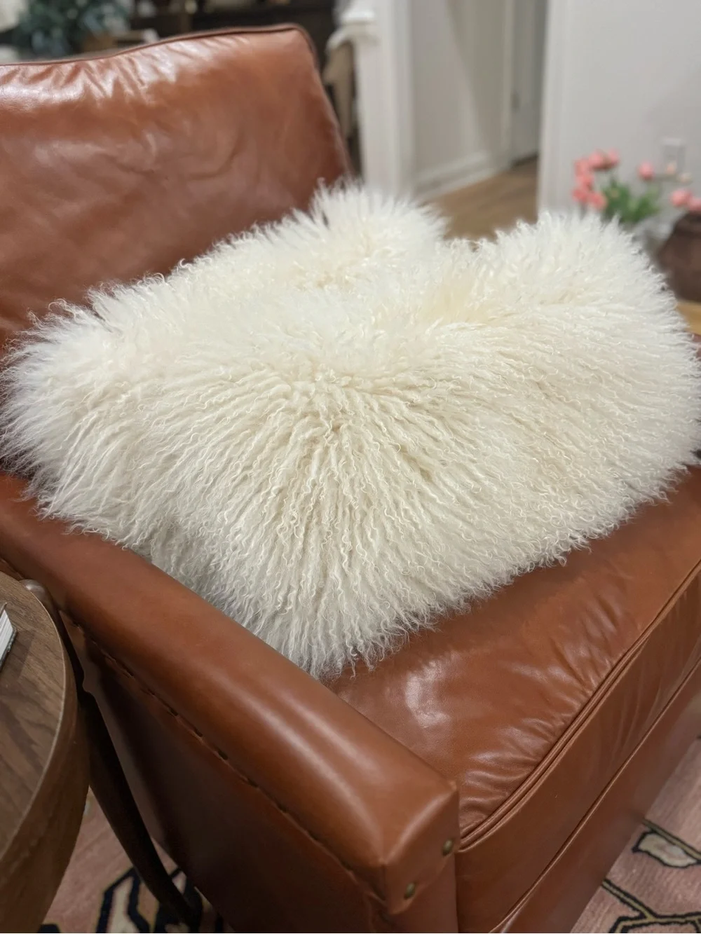 1/ Mongolian Lamb Pillow   24” x13”